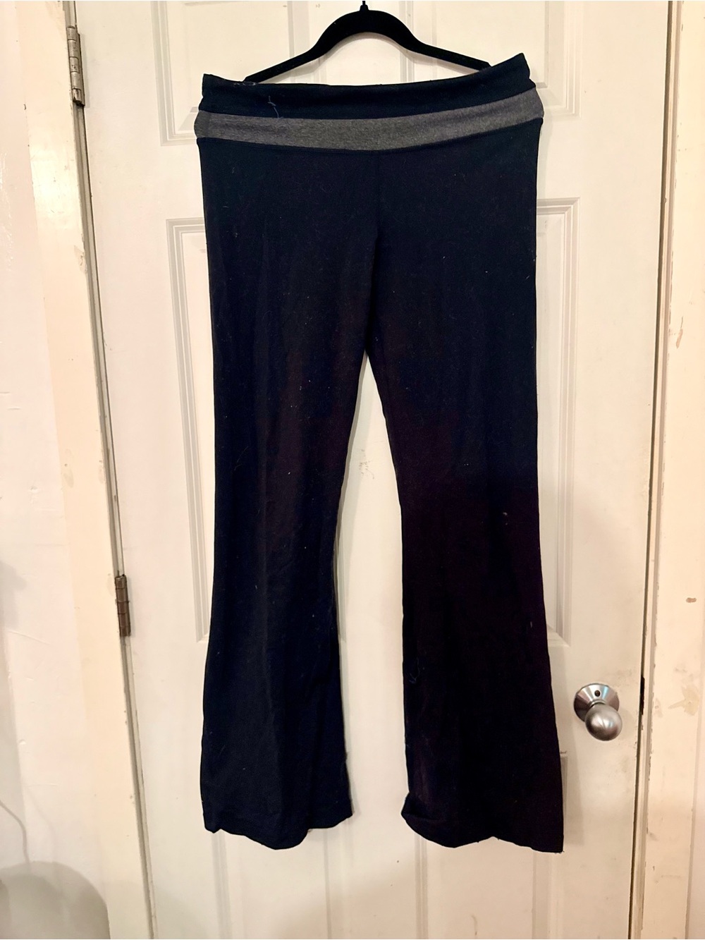 Women's Black Fold-Over Waist Yoga Pants